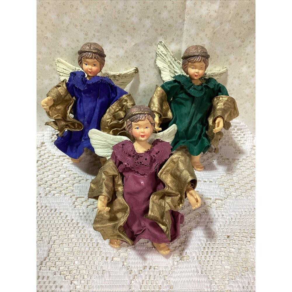 Paper Mache Angel Ornaments Lot Of 3  Style Clothique Valentine's Day Decor